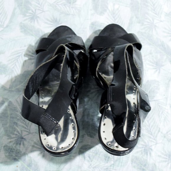 BCBG Enrik Black Patent Chunky Platform High Heels | Size 5 - Picture 7 of 12